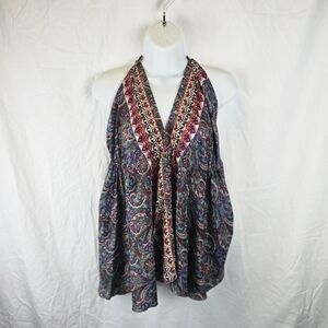 Etc. Paisley Print Halter Top Y2K Boho Fairy One Size Tie Back